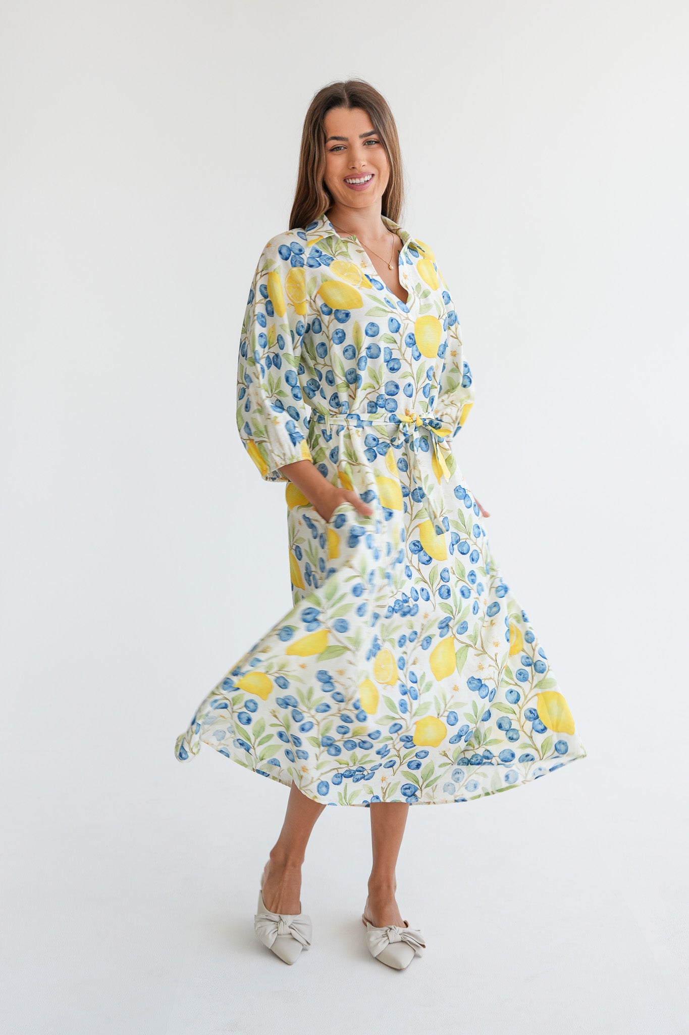 The Ohna Dress-Lemon & Blueberry – Masch Atelier