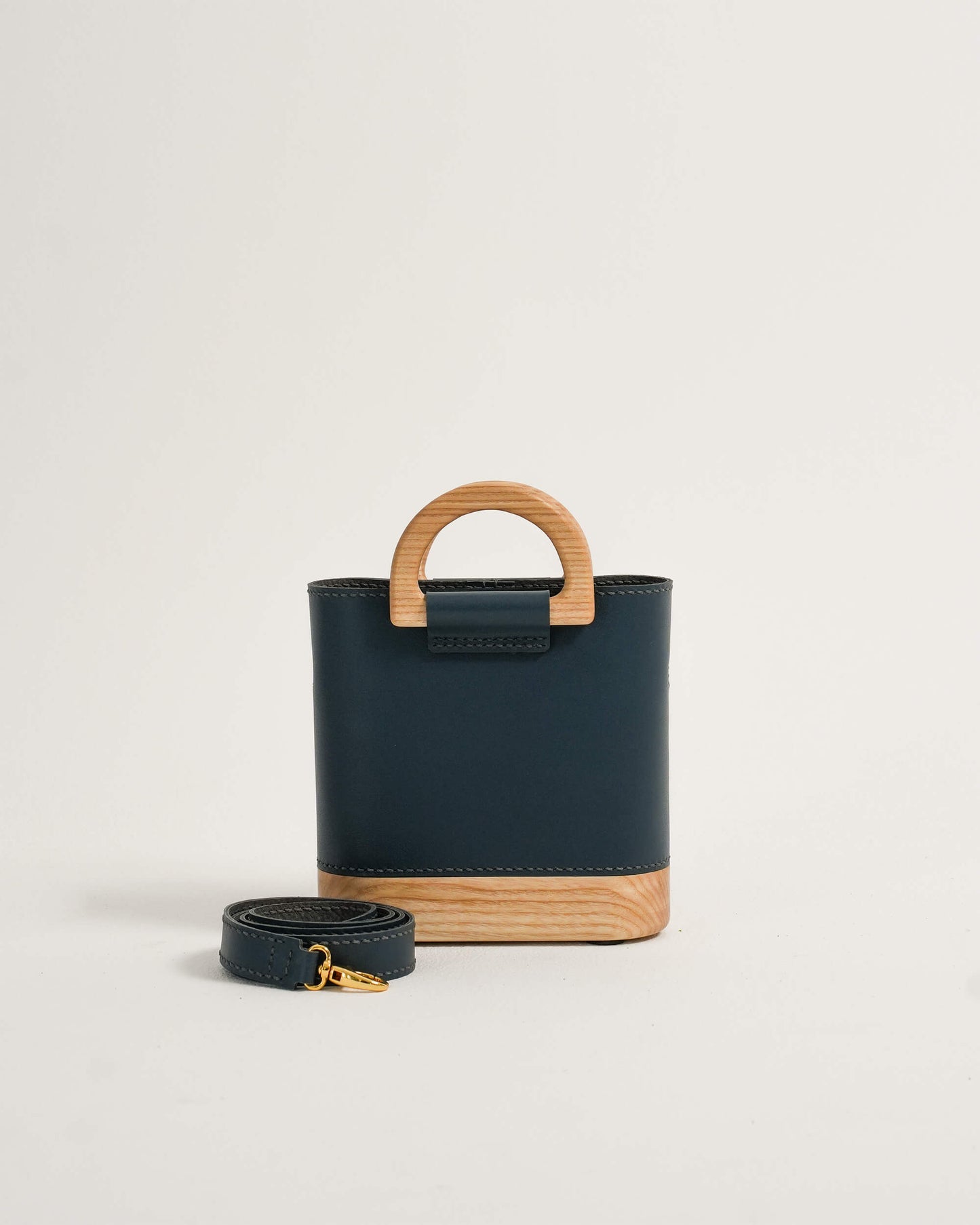 The Mini Wooden Bag - Navy