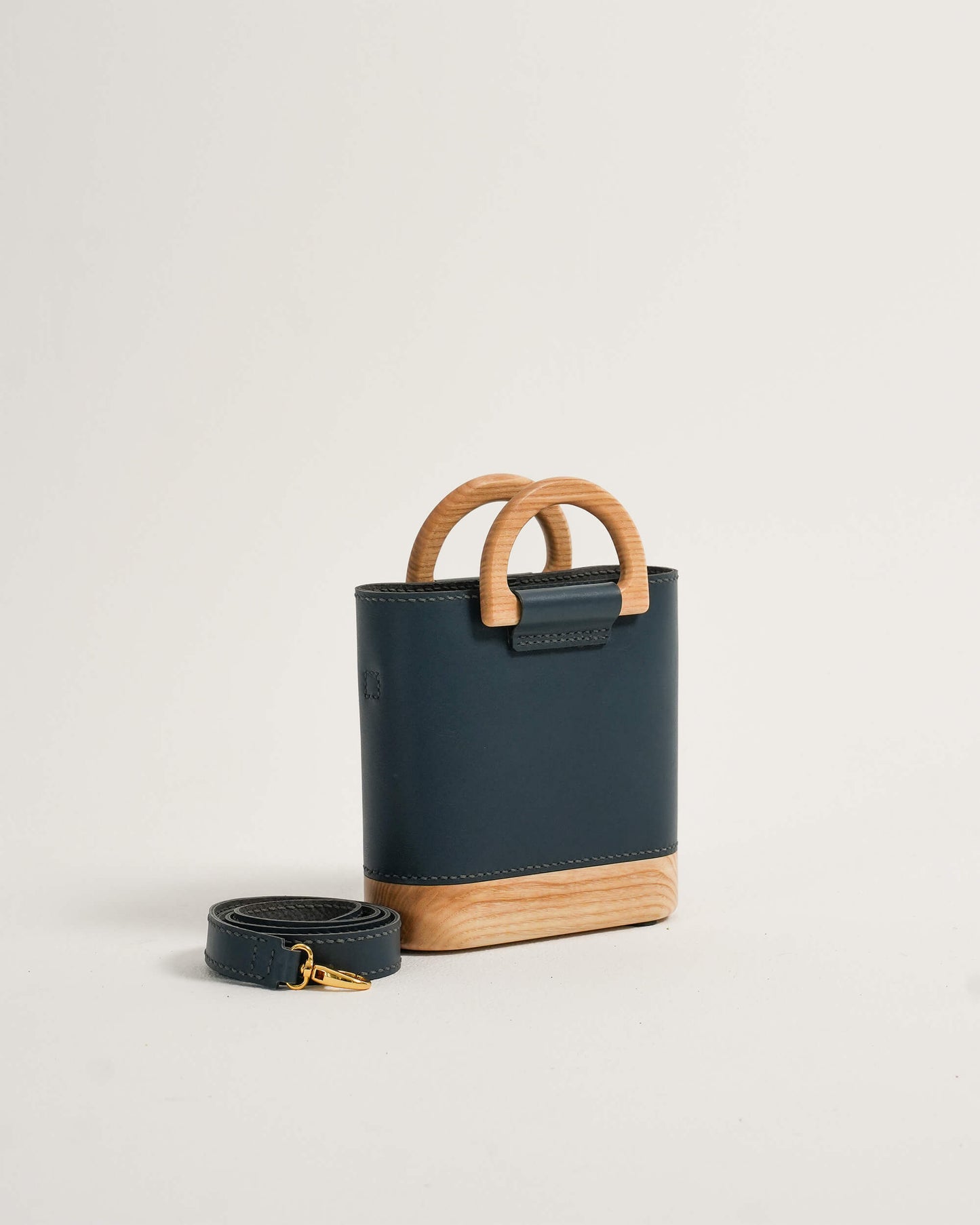The Mini Wooden Bag - Navy