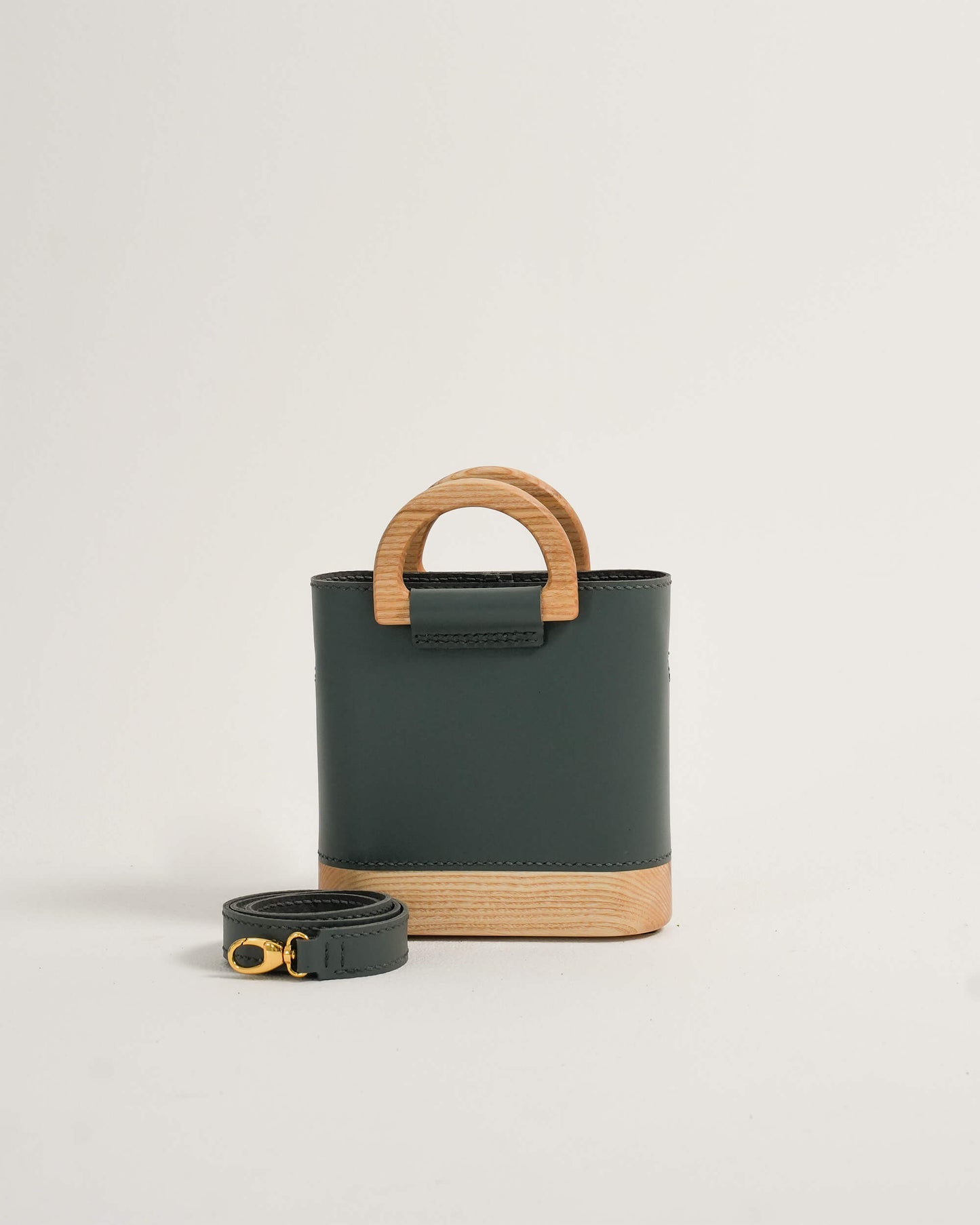 The Mini Wooden Bag - Dark Grey