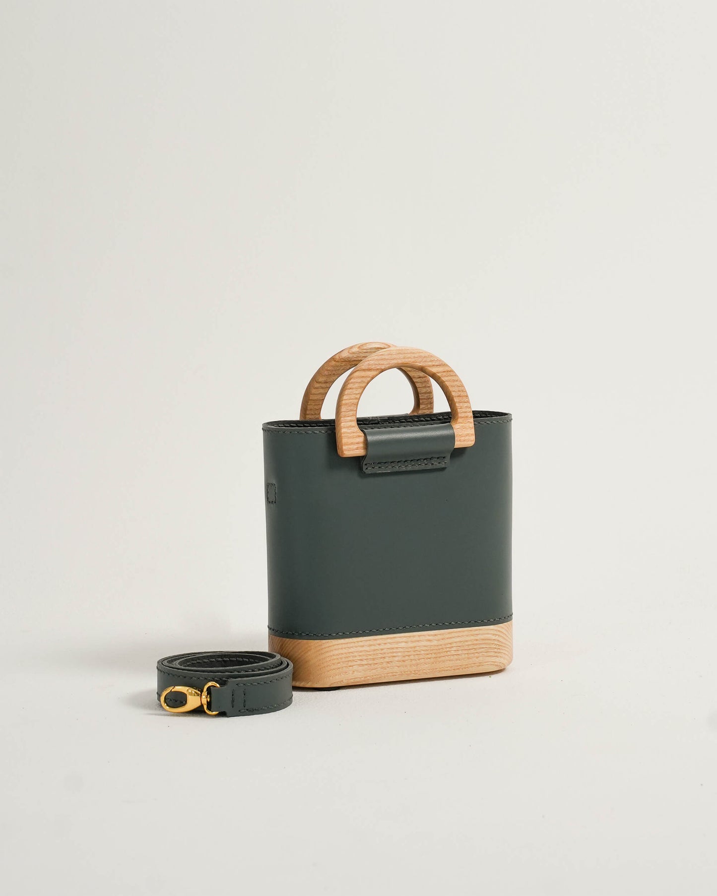 The Mini Wooden Bag - Dark Grey