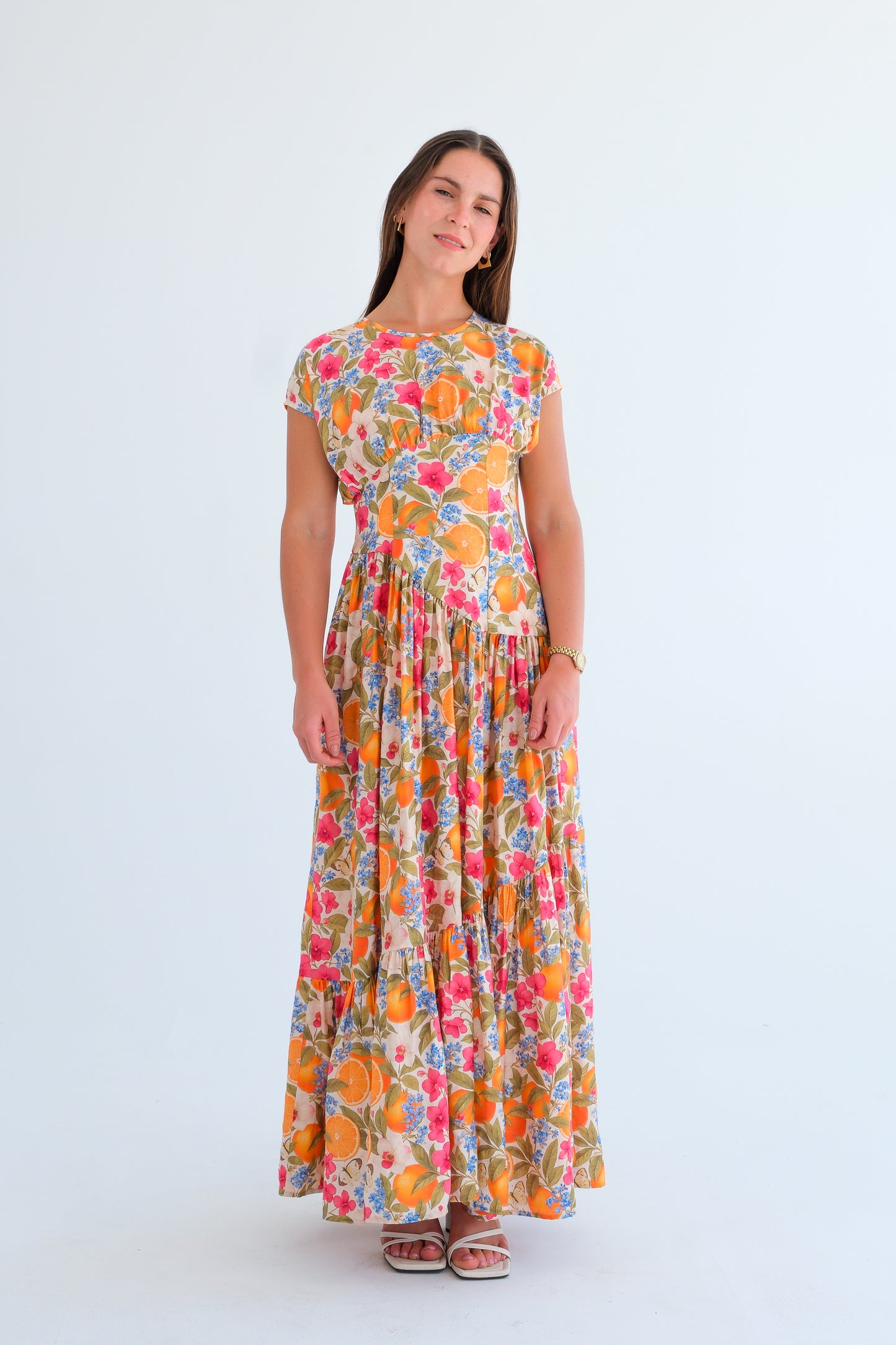 The Isla Dress- Orange & Orchid