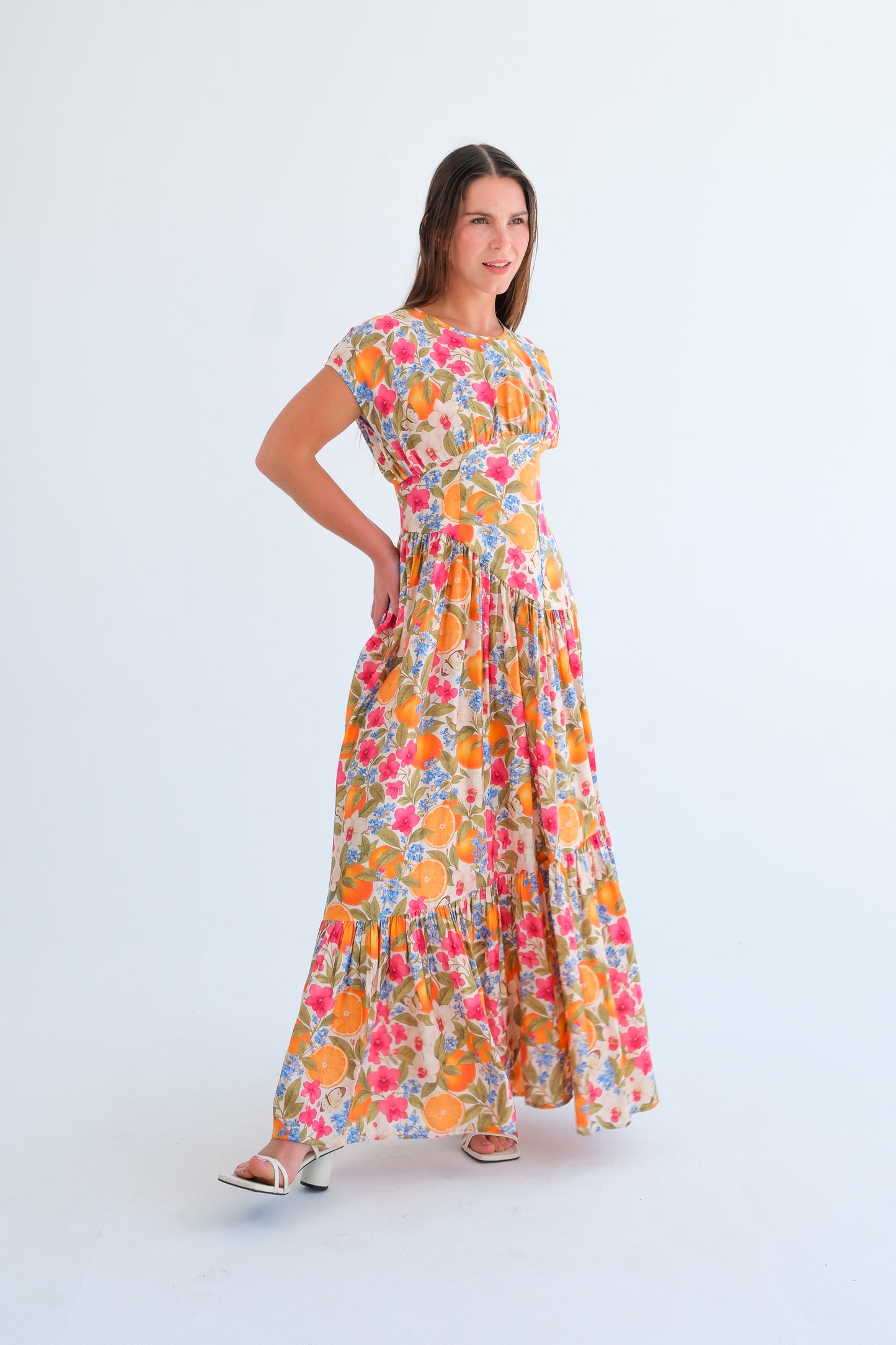 The Isla Dress- Orange & Orchid