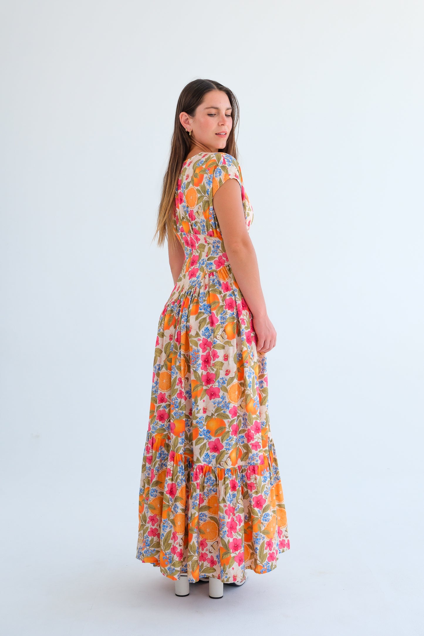 The Isla Dress- Orange & Orchid