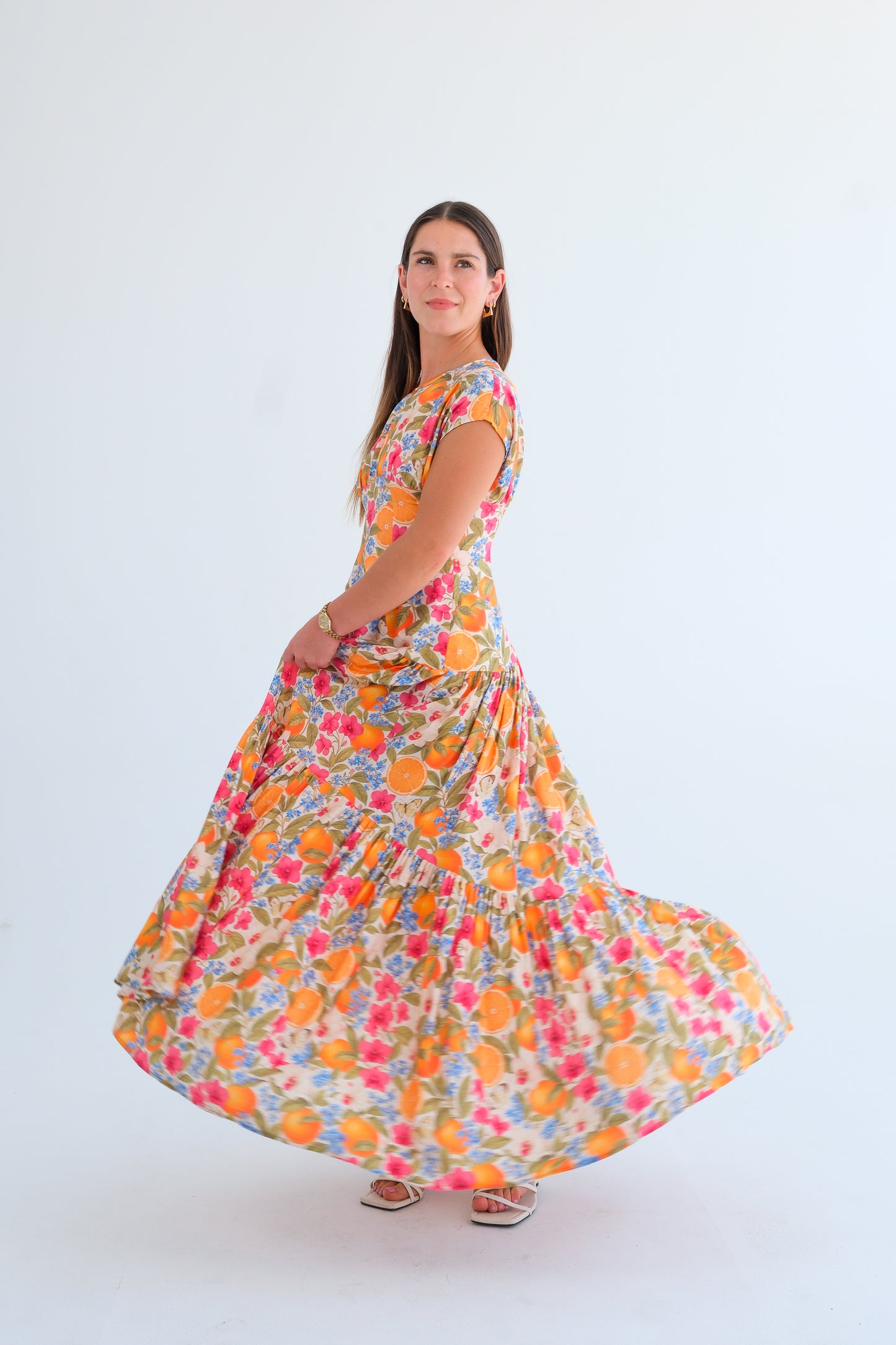 The Isla Dress- Orange & Orchid