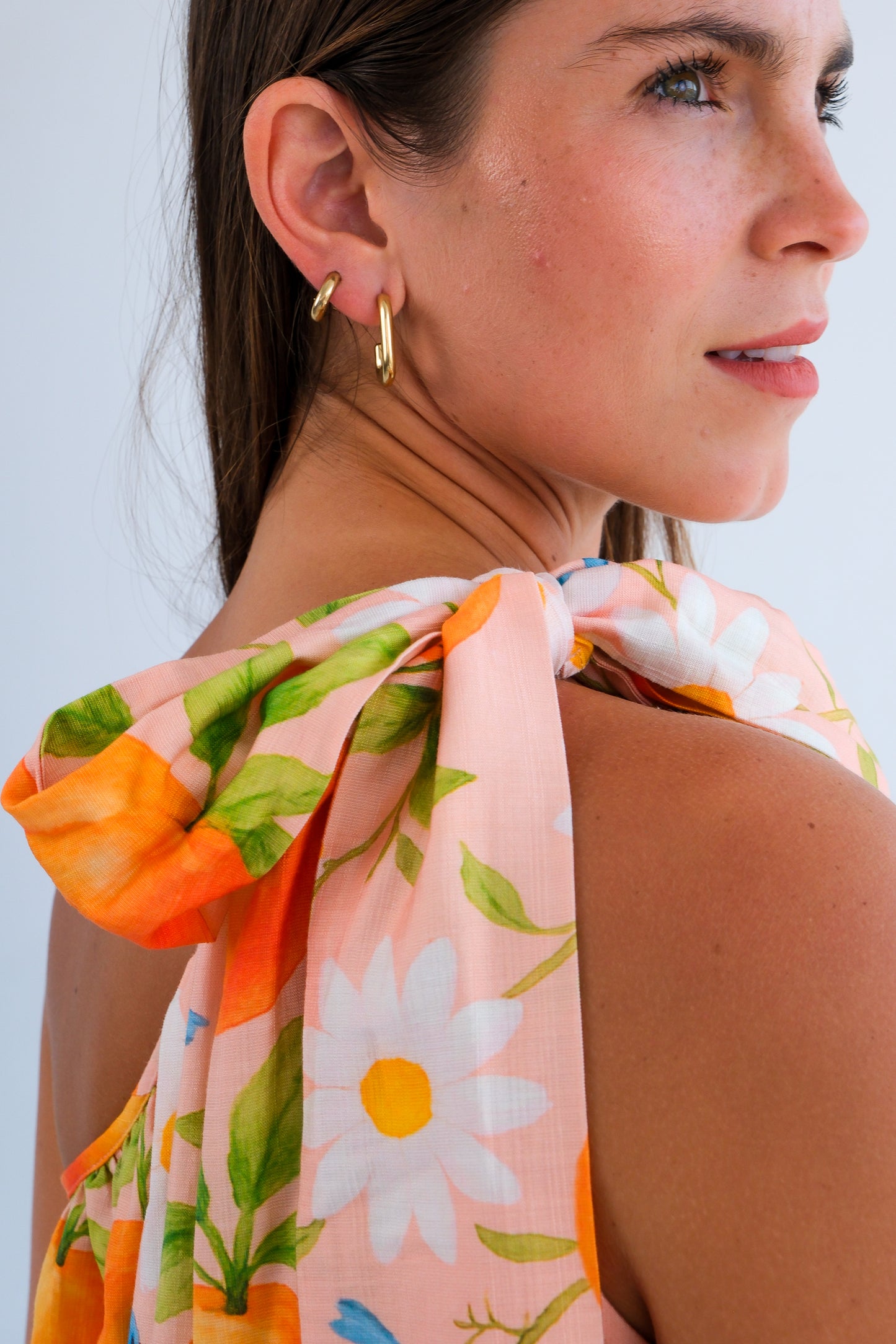 The One Shoulder Dress- Peach Print