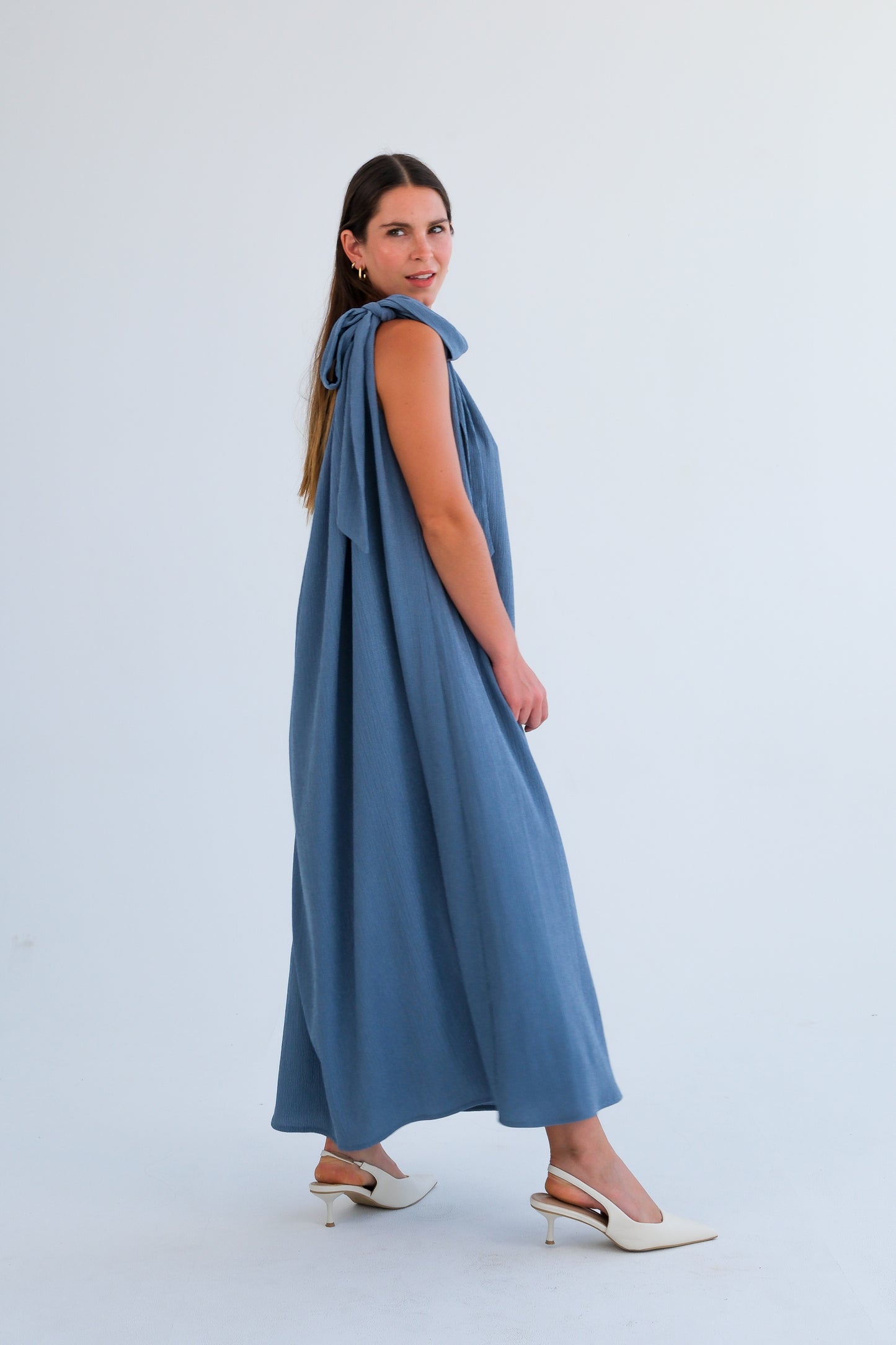 The One Shoulder Dress-Blue
