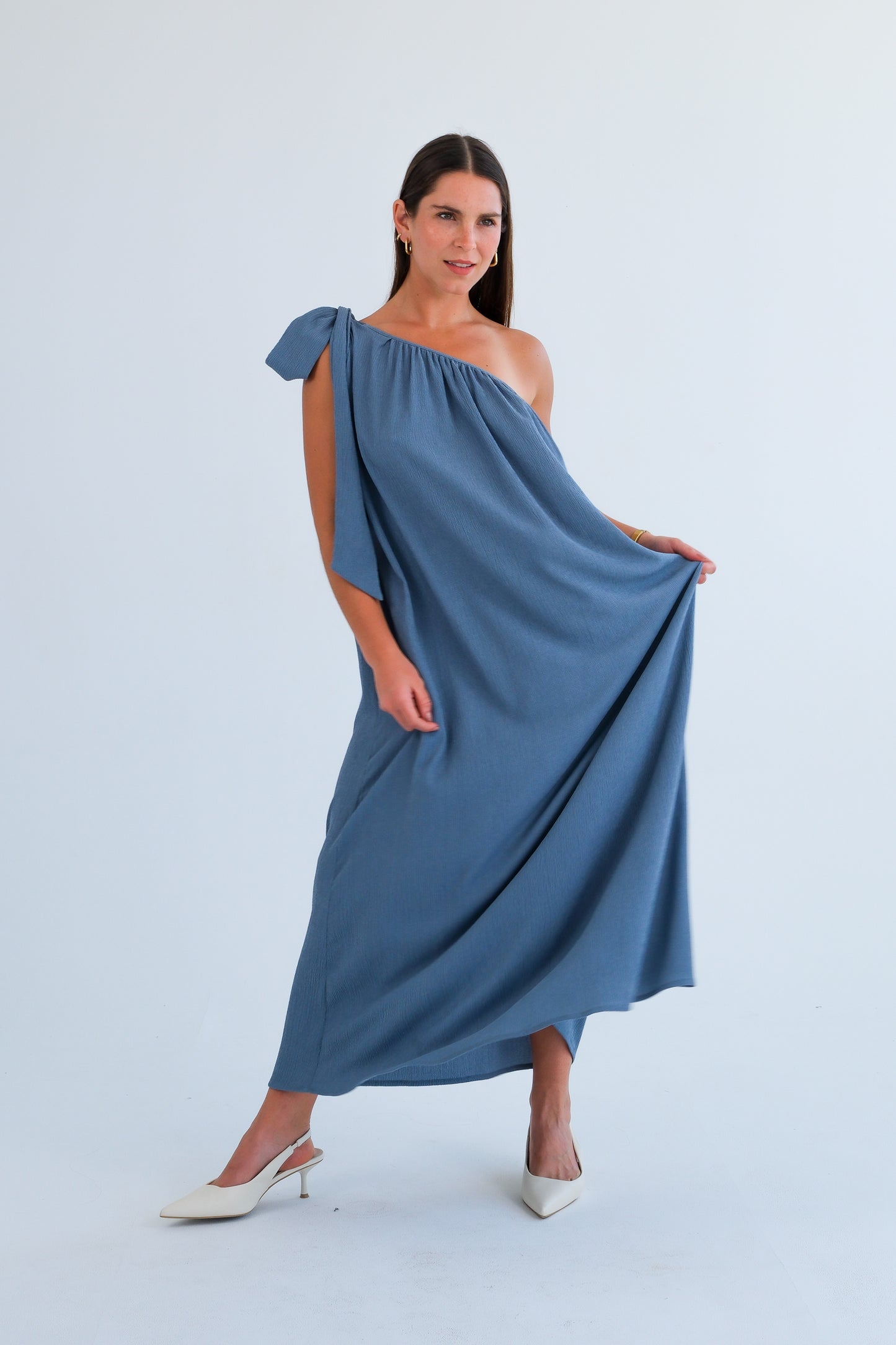 The One Shoulder Dress-Blue