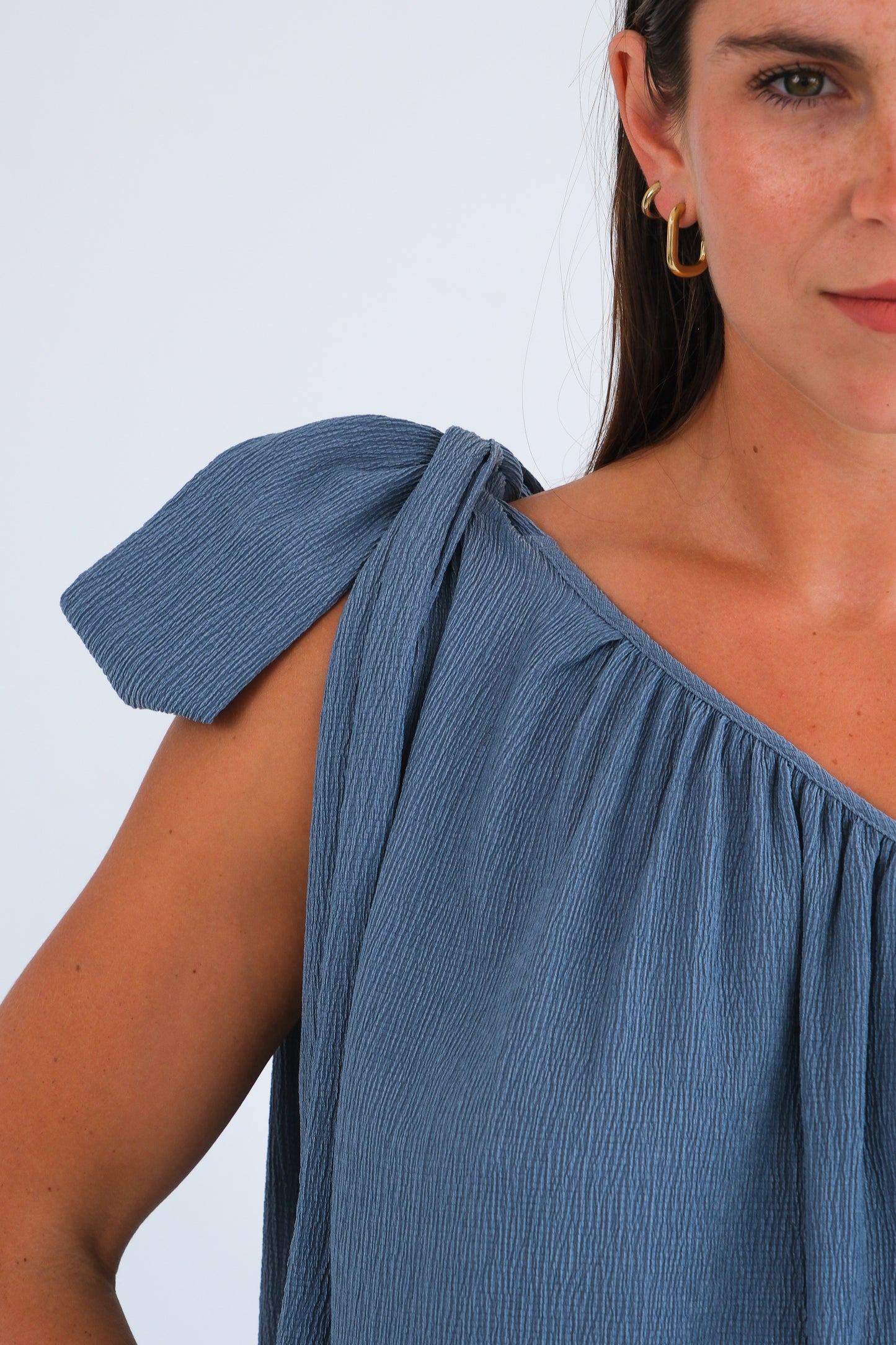 The One Shoulder Dress-Blue