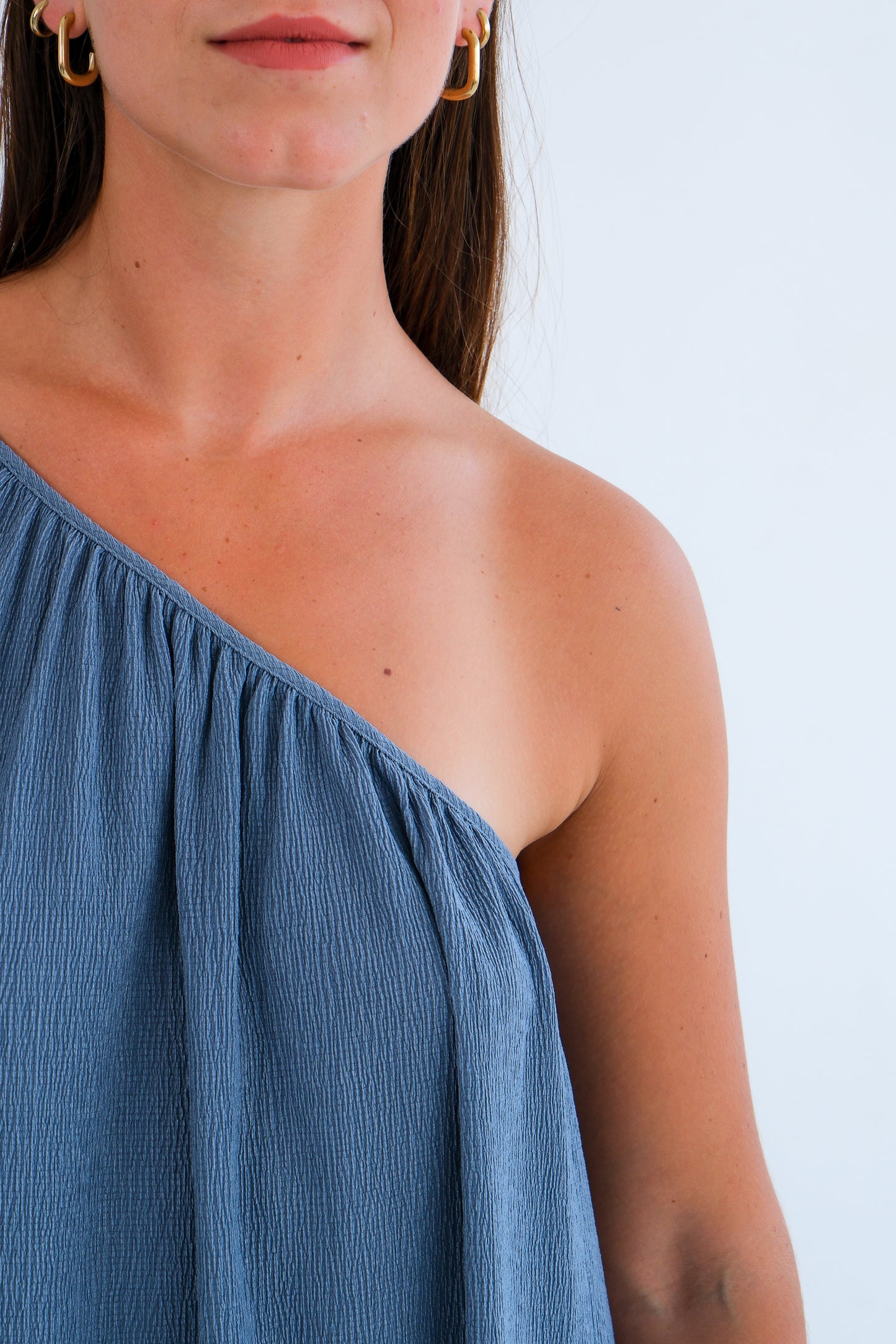 The One Shoulder Dress-Blue