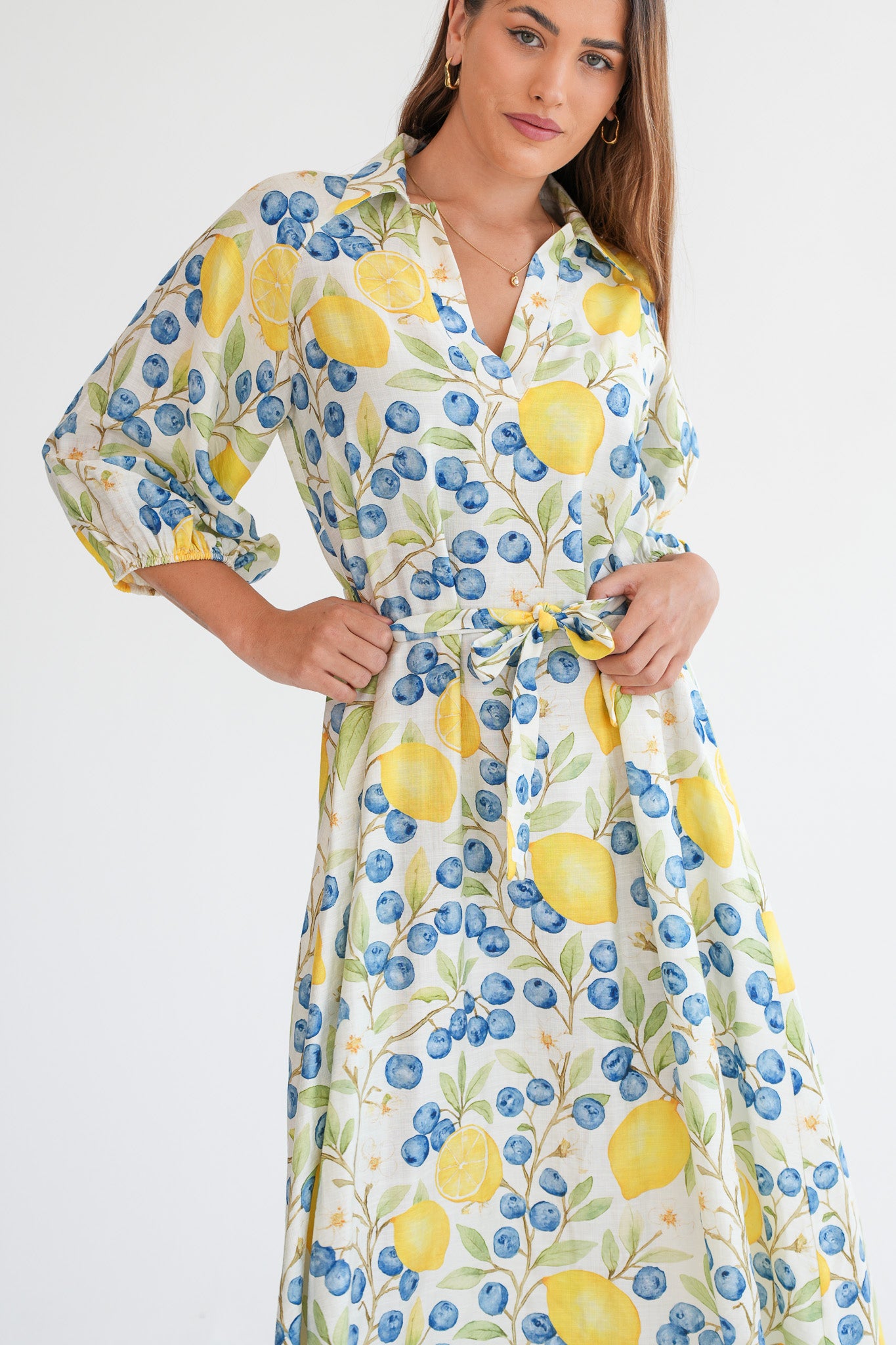 The Ohna Dress-Lemon & Blueberry – Masch Atelier