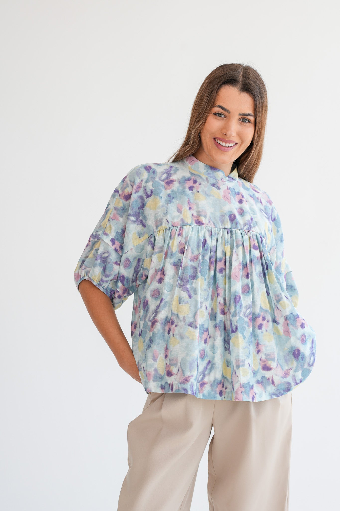 The Emma Blouse- Pastel Floral