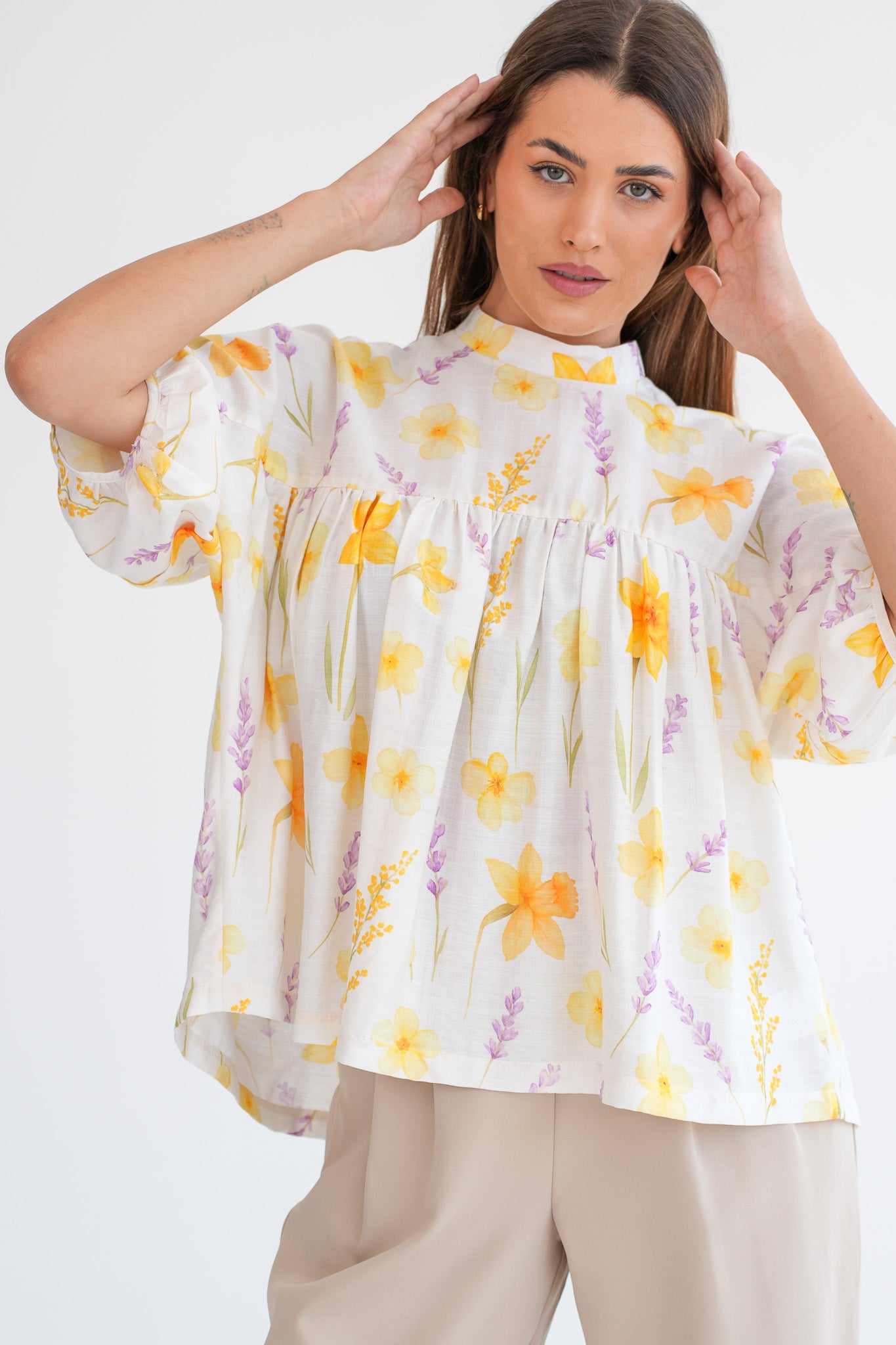 The Emma Blouse- Daffodil & Lavender