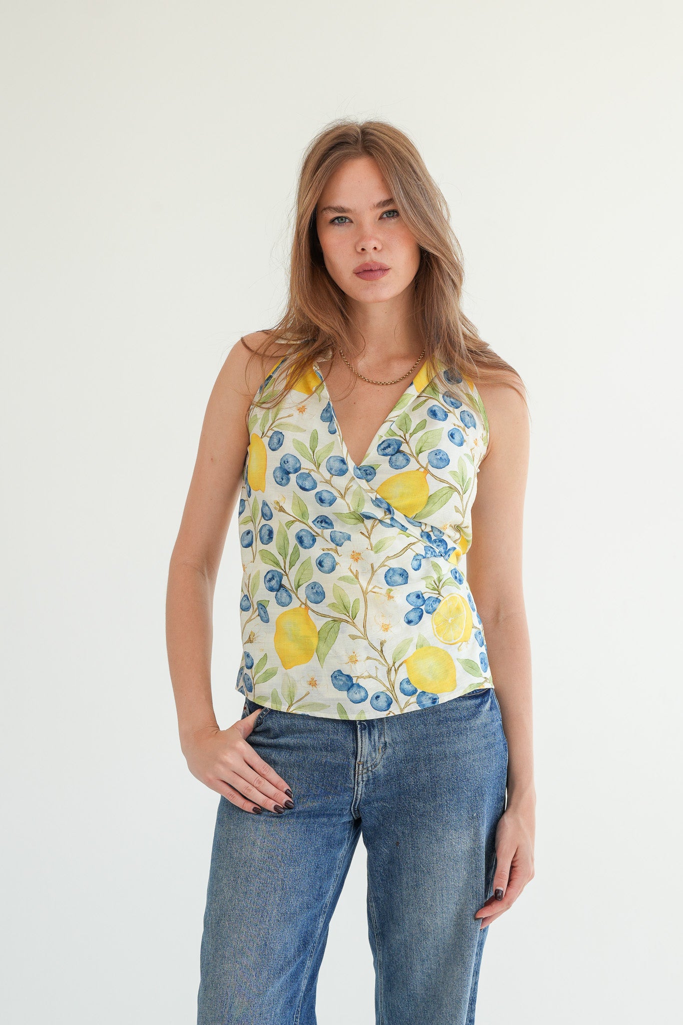 The Charlotte Blouse - Lemon & Blueberry