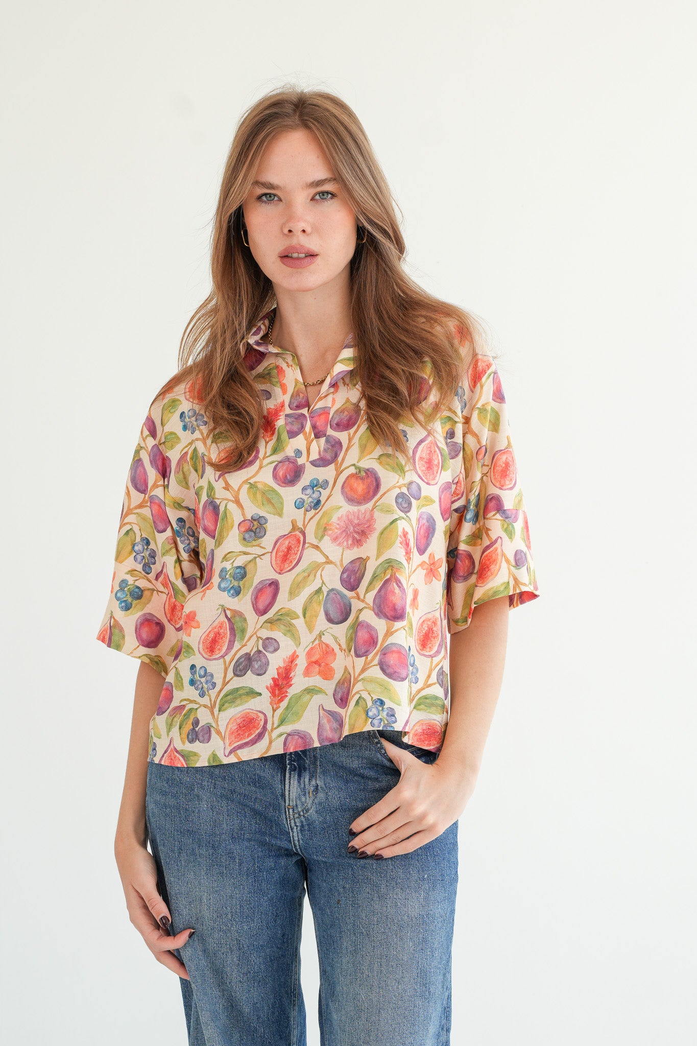 The Amelia Blouse - Fig Print