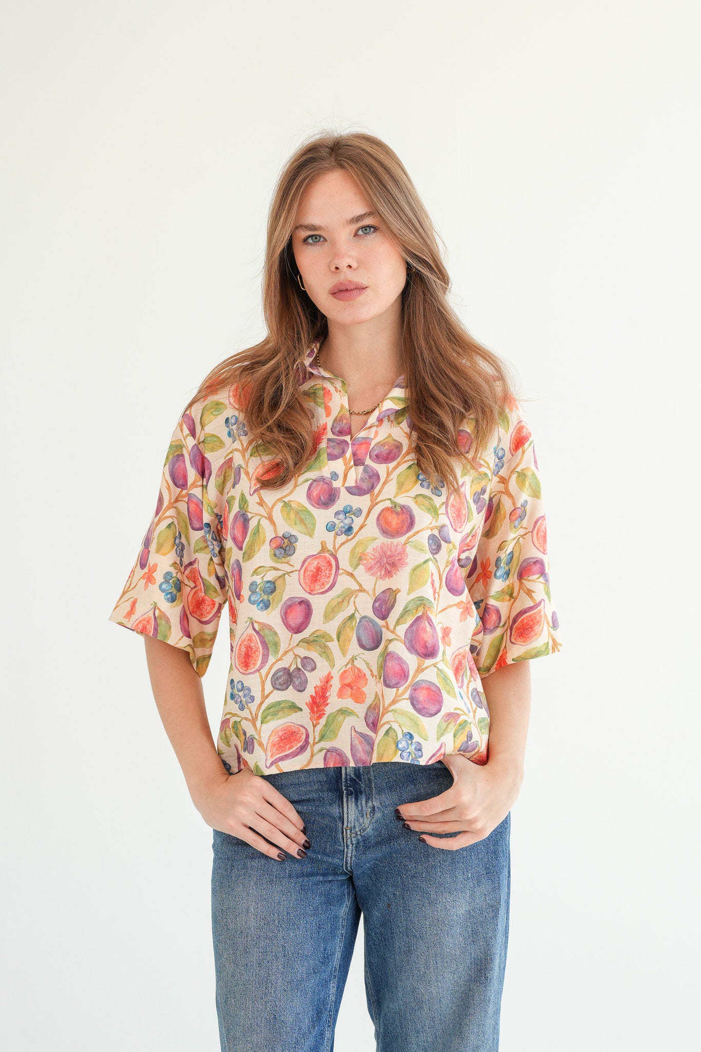 The Amelia Blouse - Fig Print