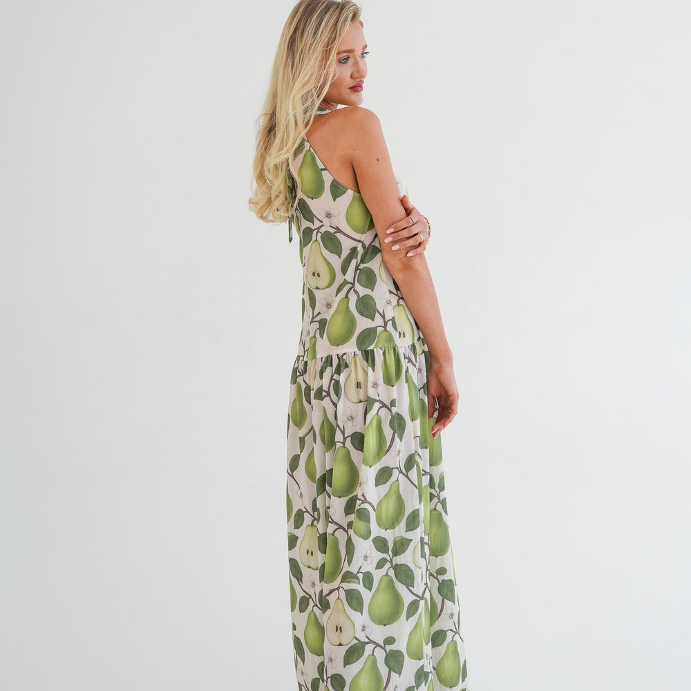 
                      
                        The Sophia Dress - Pear print
                      
                    