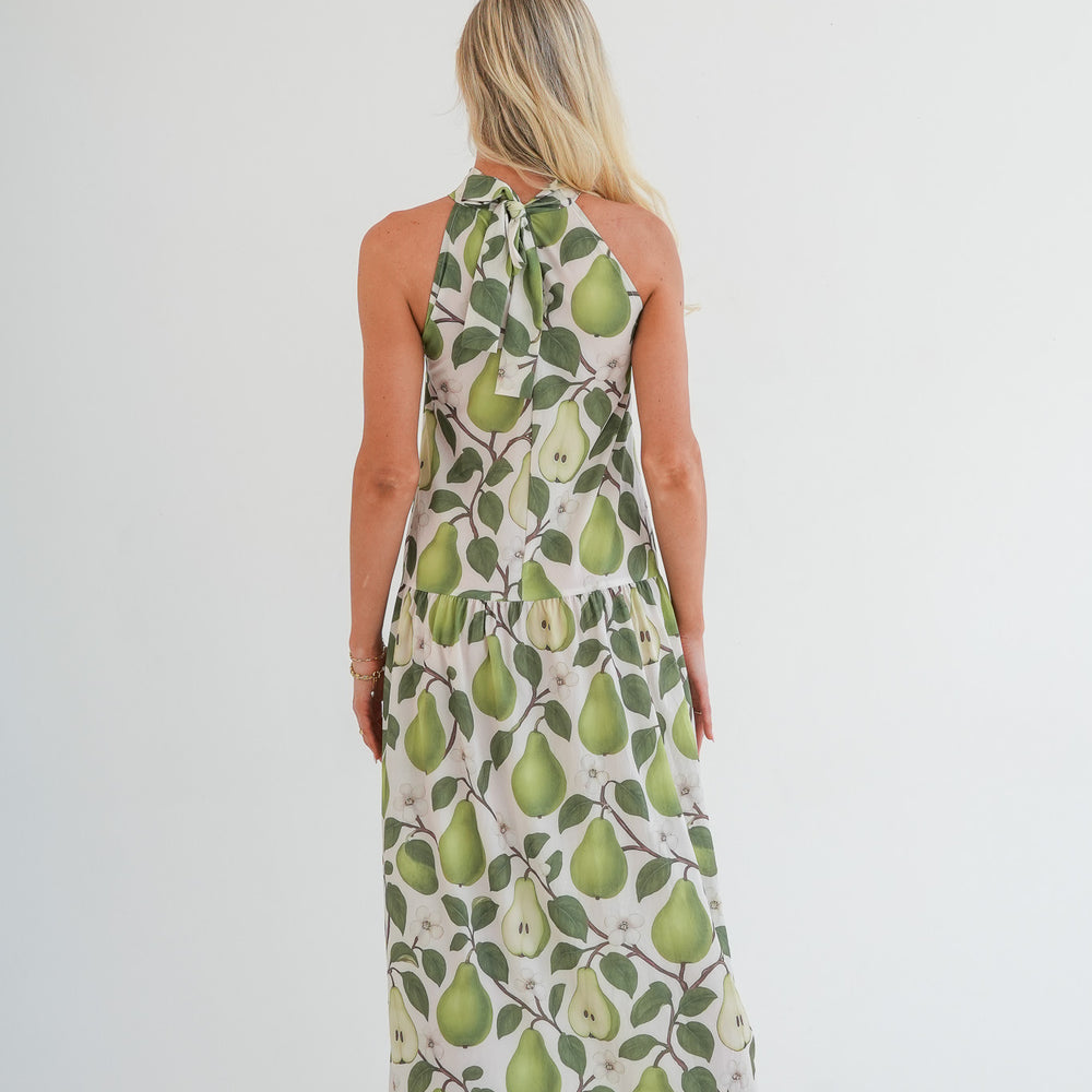 
                      
                        The Sophia Dress - Pear print
                      
                    