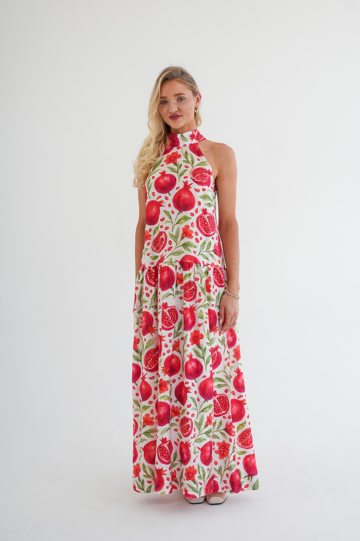 The Sophia Dress - Pomegranate print