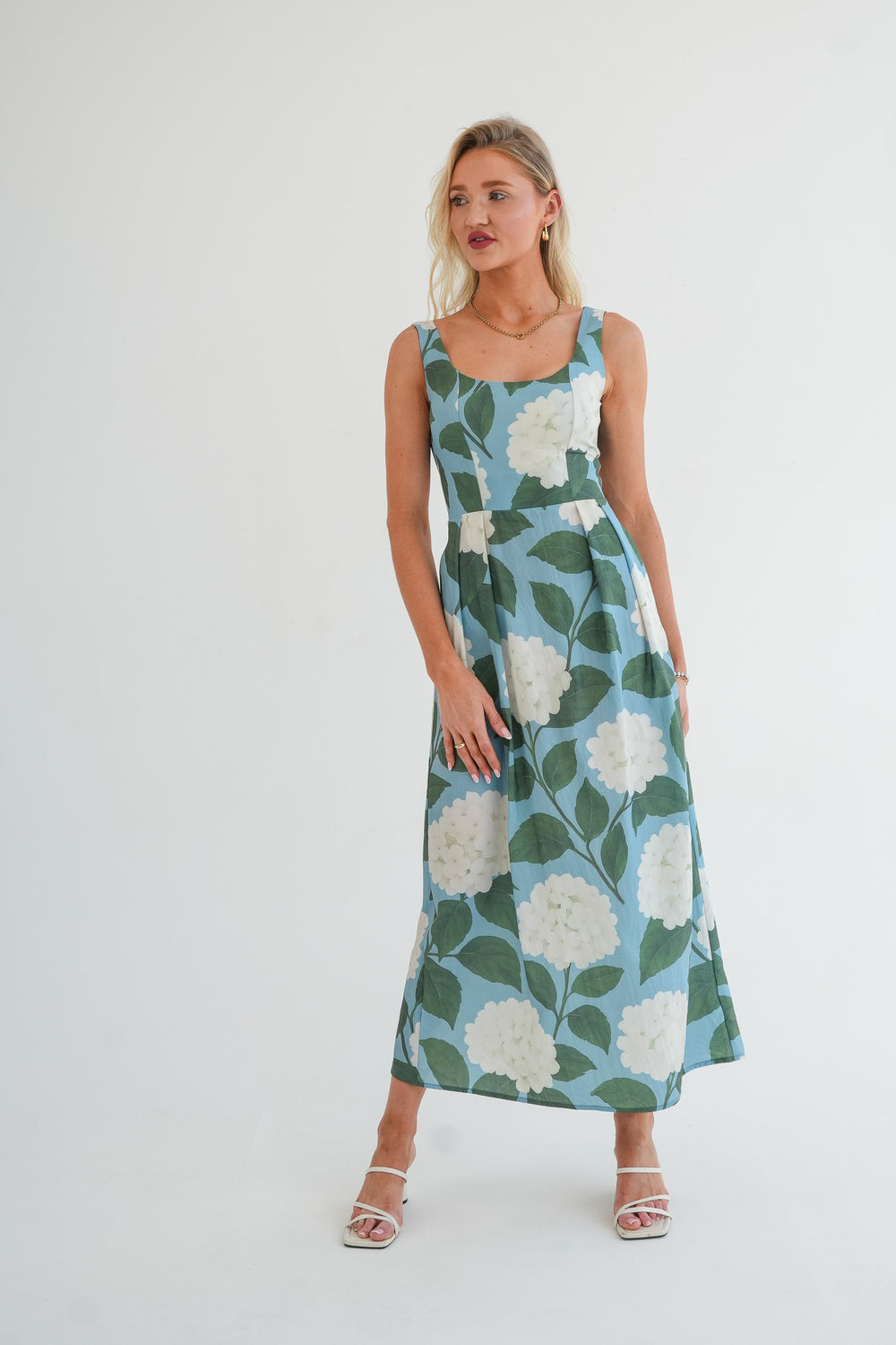 The Midi Blaire Dress - Hydrangea Print