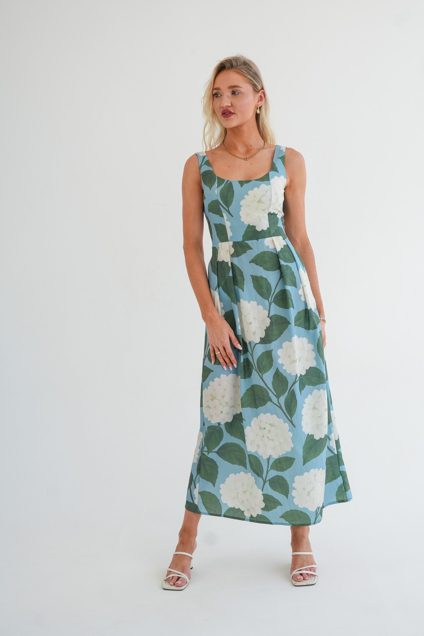 The Midi Blaire Dress - Hydrangea Print