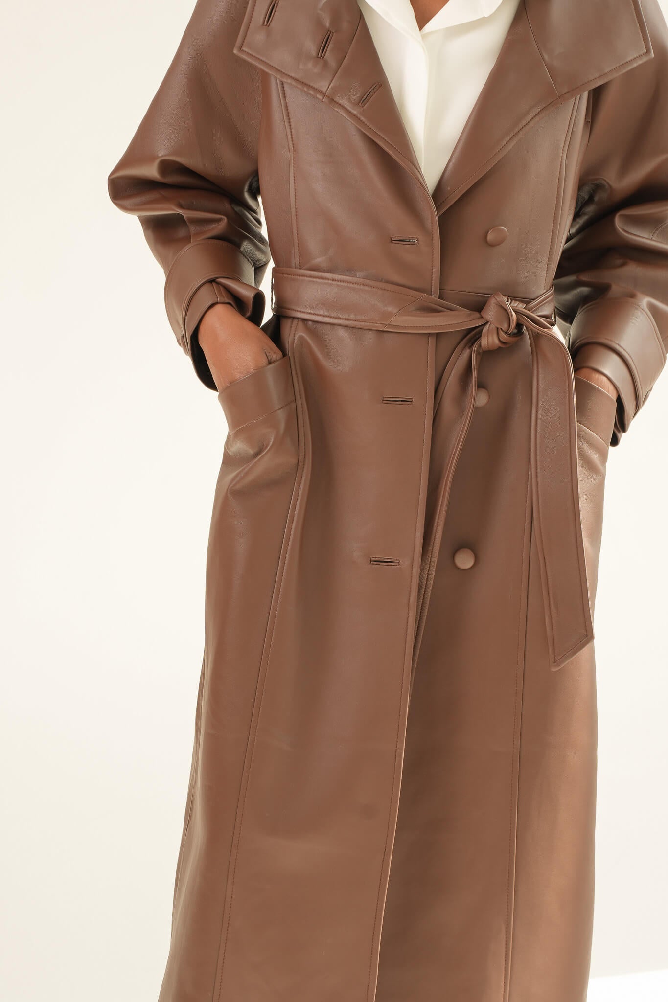 The Masch Leather Coat - chocolate brown colour – Masch Atelier