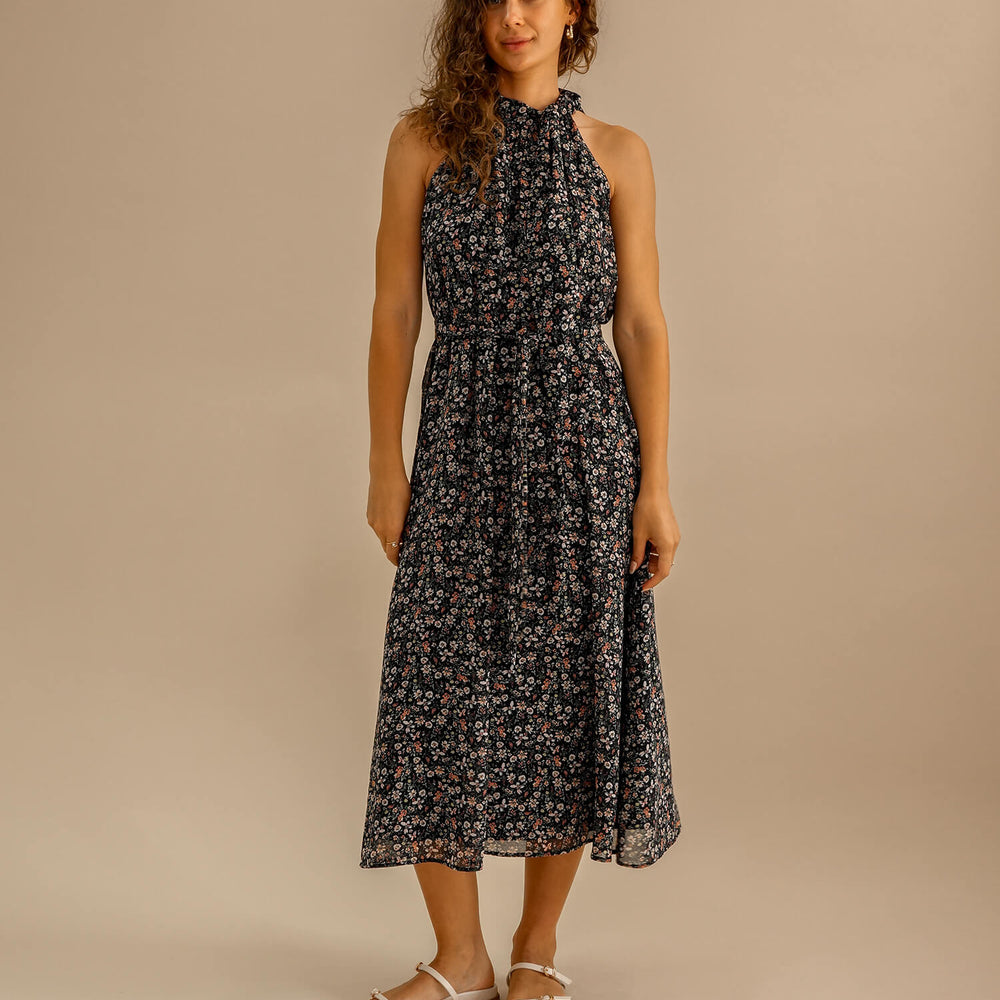 
                      
                        Becca dress #95 Navy with Pink Floral
                      
                    