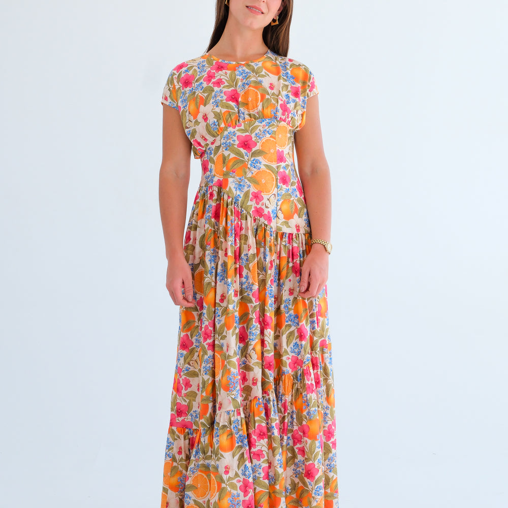 The Isla Dress- Orange & Orchid