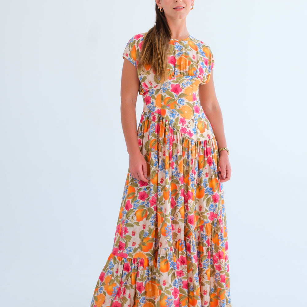 The Isla Dress- Orange & Orchid