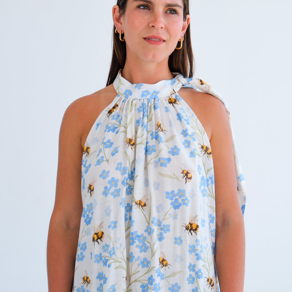 
                      
                        The Becca Dress- Bee & Blue Floral
                      
                    