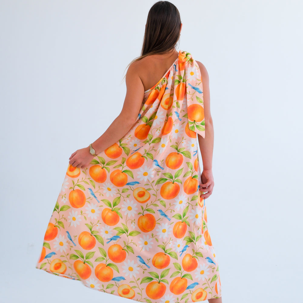 
                      
                        The One Shoulder Dress- Peach Print
                      
                    