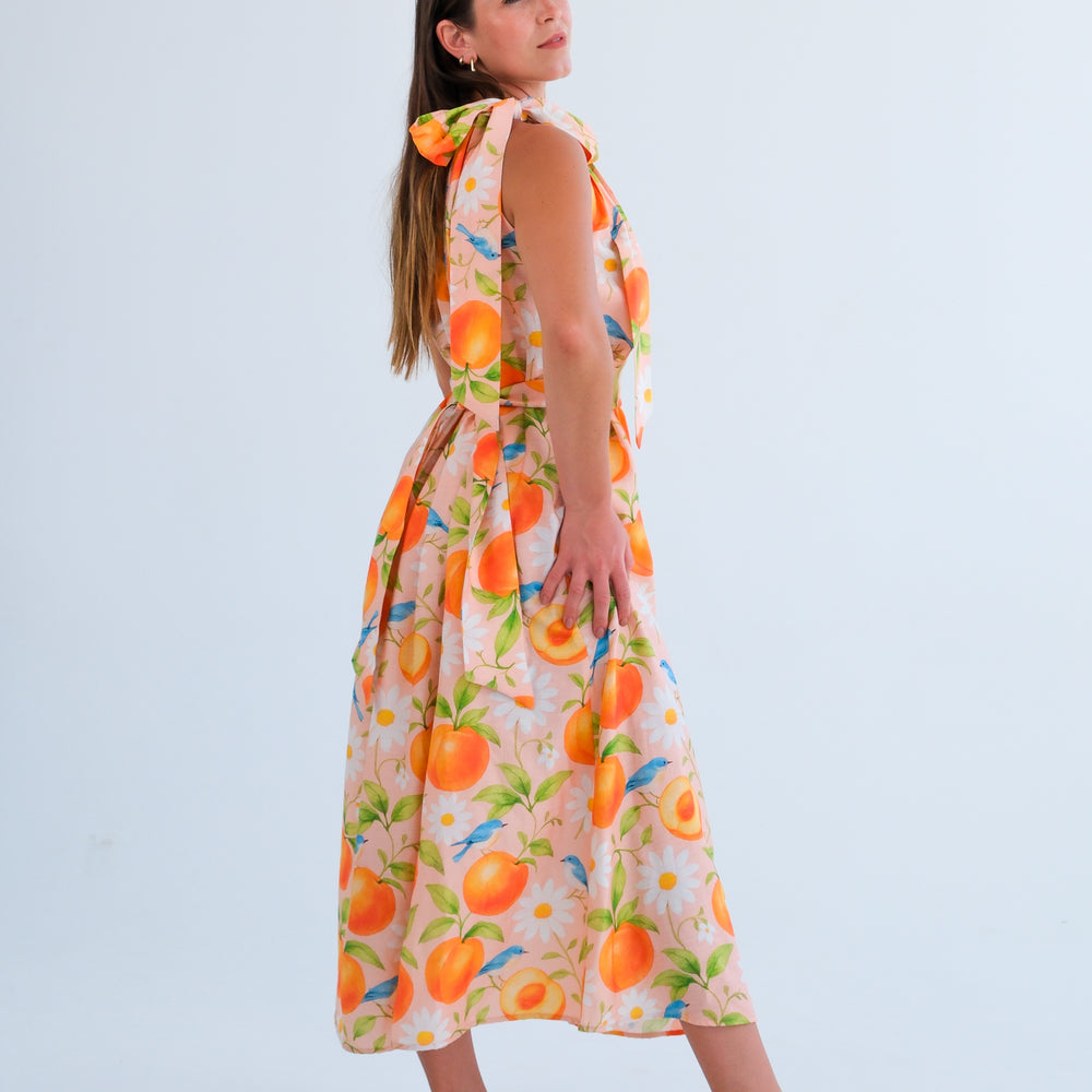 The One Shoulder Dress- Peach Print