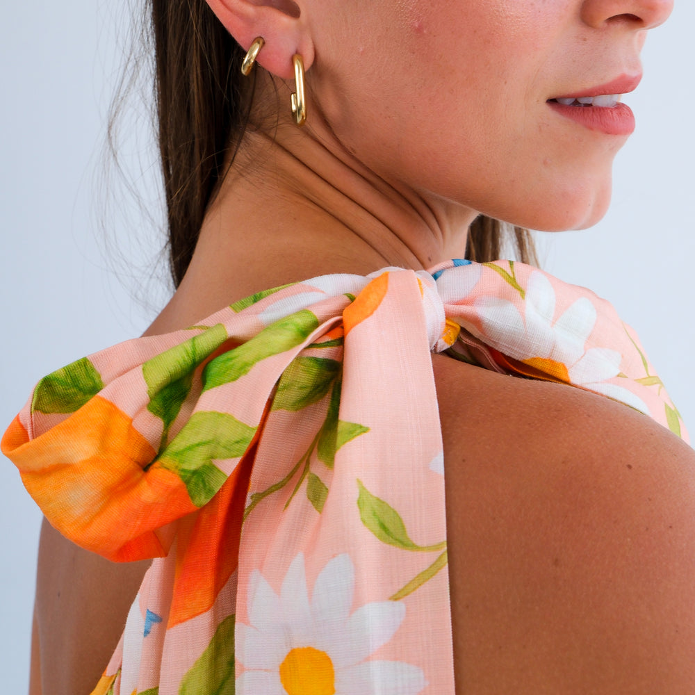 
                      
                        The One Shoulder Dress- Peach Print
                      
                    