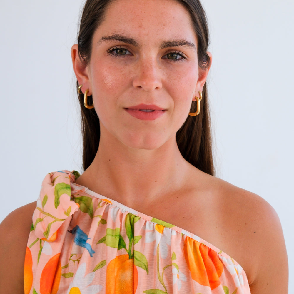 
                      
                        The One Shoulder Dress- Peach Print
                      
                    