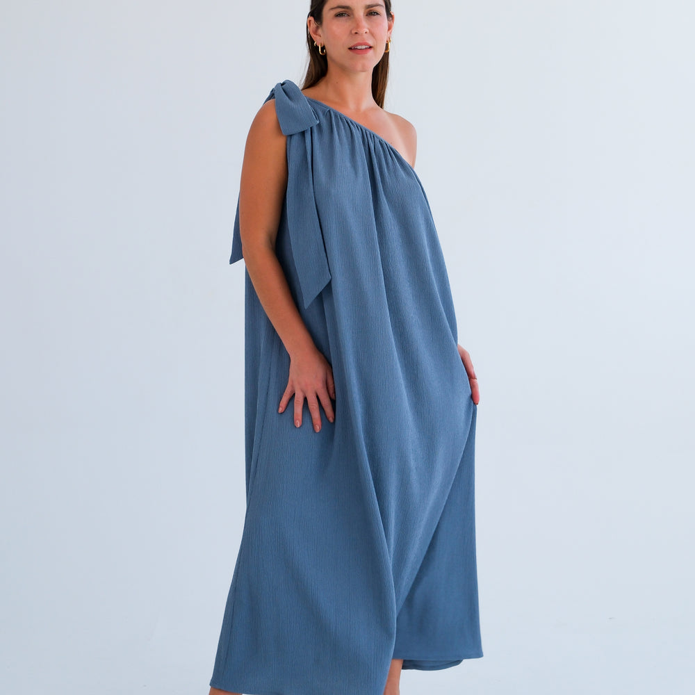 The One Shoulder Dress-Blue