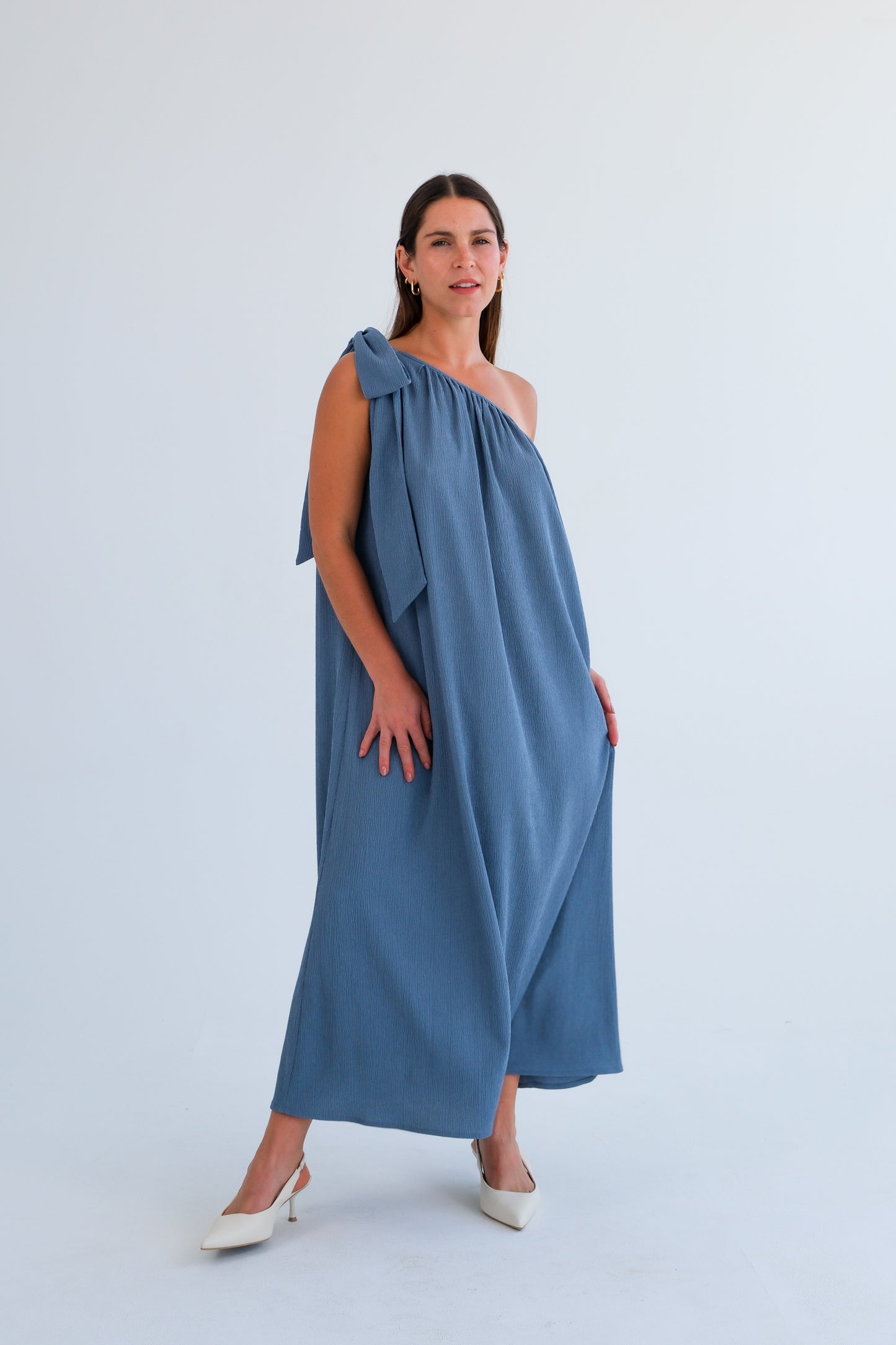 The One Shoulder Dress-Blue