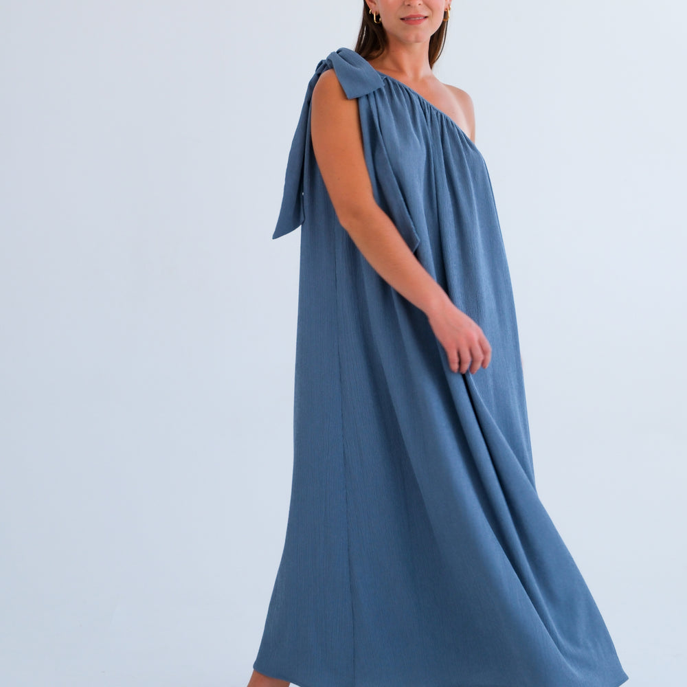 The One Shoulder Dress-Blue