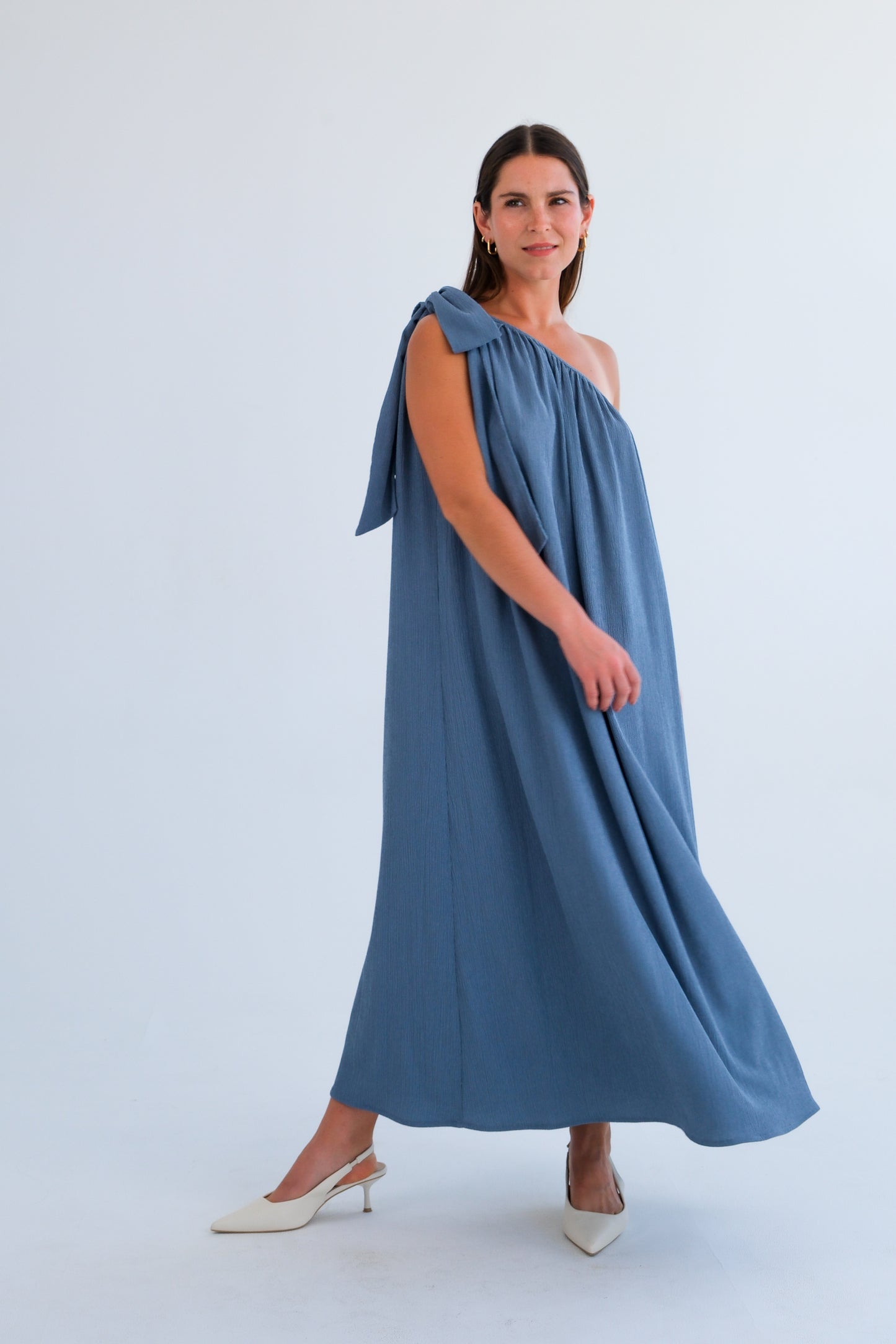 The One Shoulder Dress-Blue