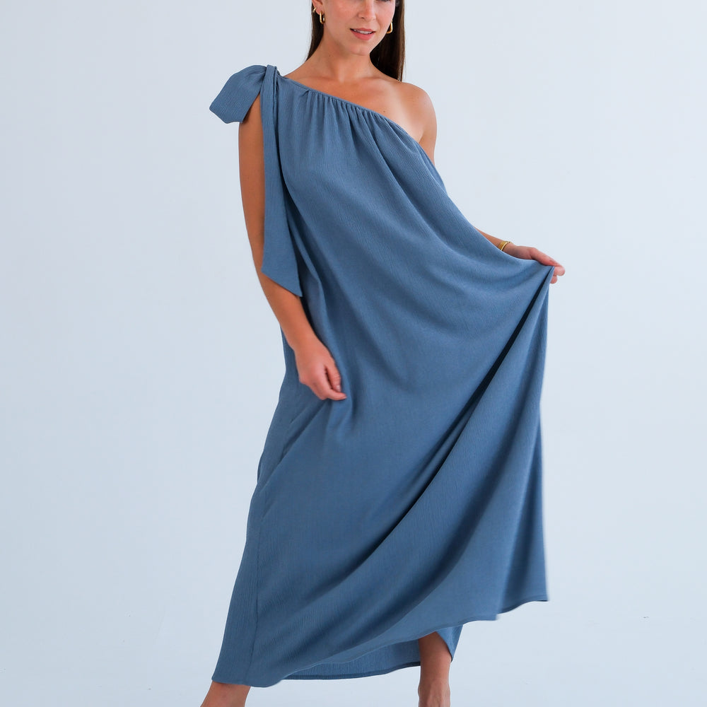 
                      
                        The One Shoulder Dress-Blue
                      
                    