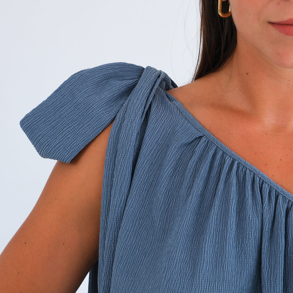 
                      
                        The One Shoulder Dress-Blue
                      
                    