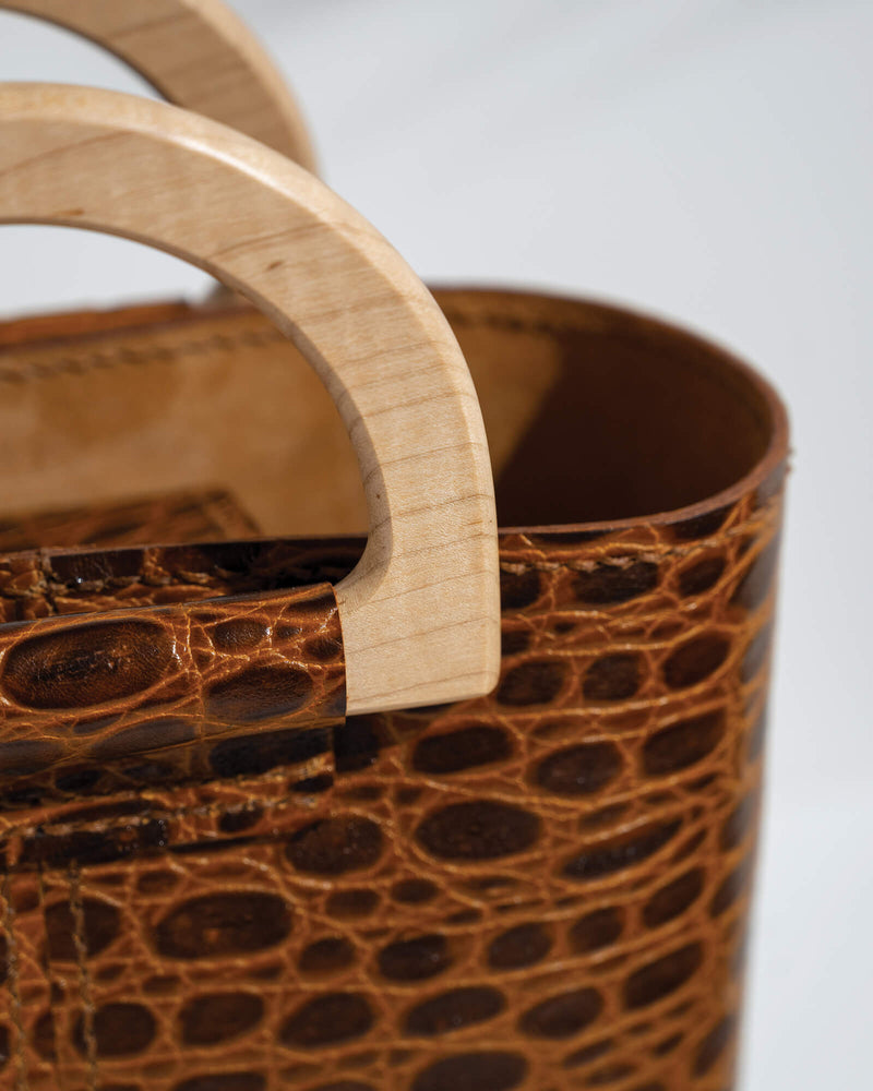 
                  
                    Load image into Gallery viewer, The Croc Print Wooden Bag - handbag - Masch Atelier
                  
                
